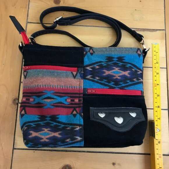 Hand Crafted Southwestern Print Fabric Shoulder Bag Purse Original by Louise - Picture 7 of 11